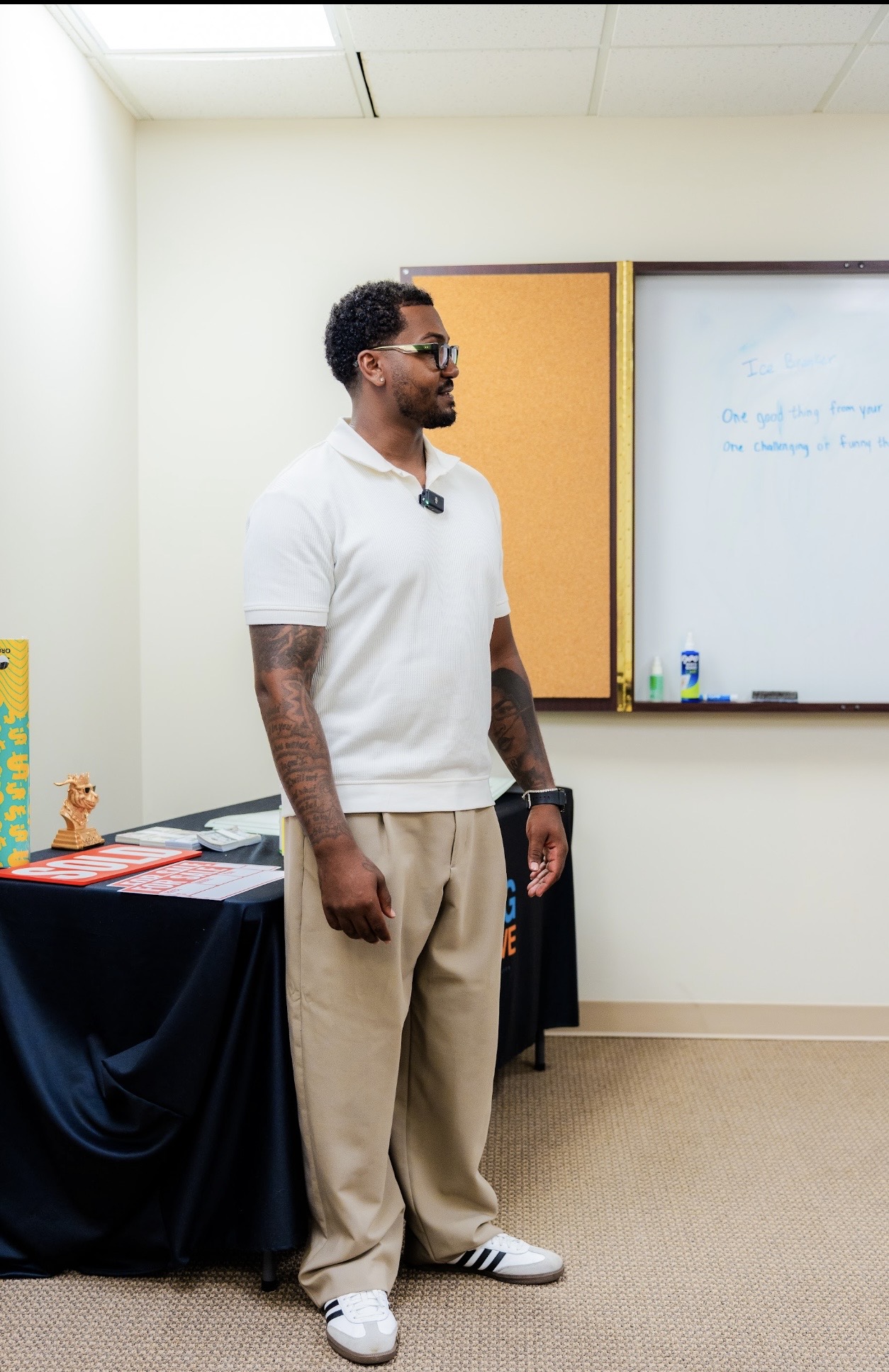 Joshua presenting to students